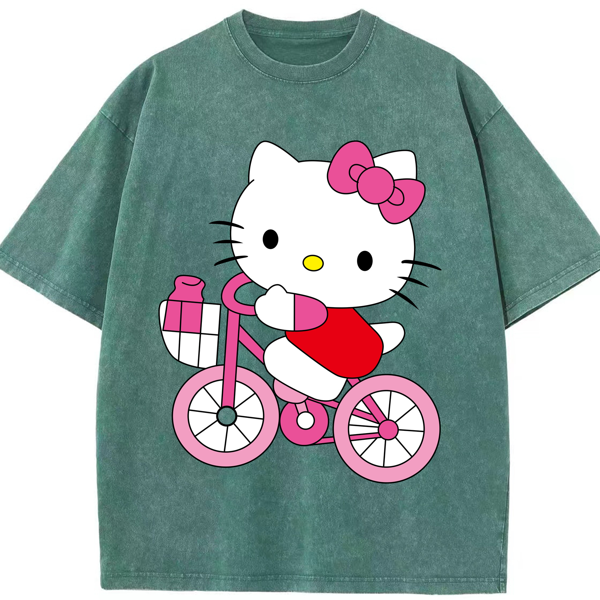 （画像用） Hello Kitty ハローキティ 綿100% ヴィンテージ風 半袖Tシャツ（フロントプリント）